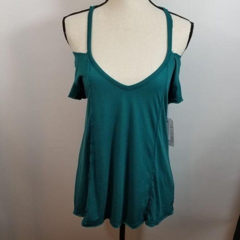 Melrose and Market Shirt S Teal Cold Shoulder Top